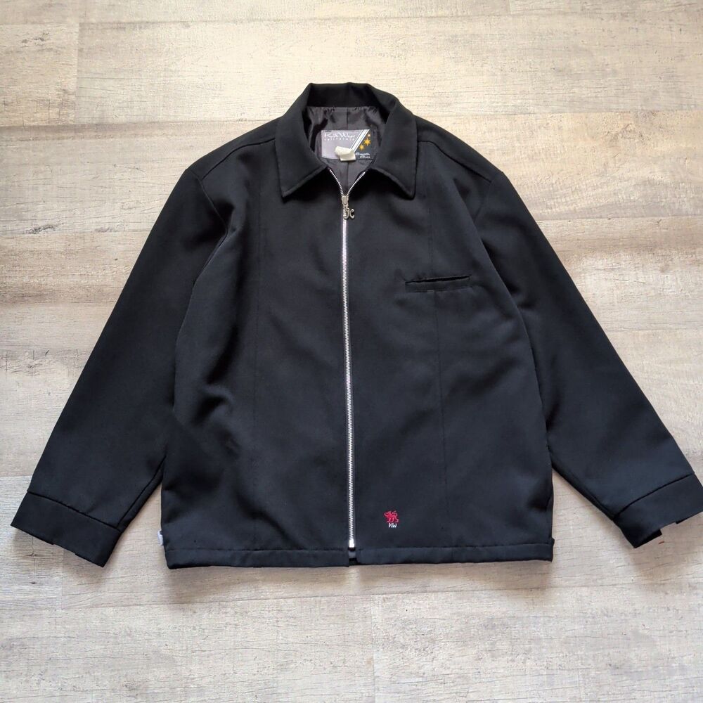 Vintage Kik Wear Industries 90's Black Jacket Mens Full Zip Red Dragon Logo Sz L